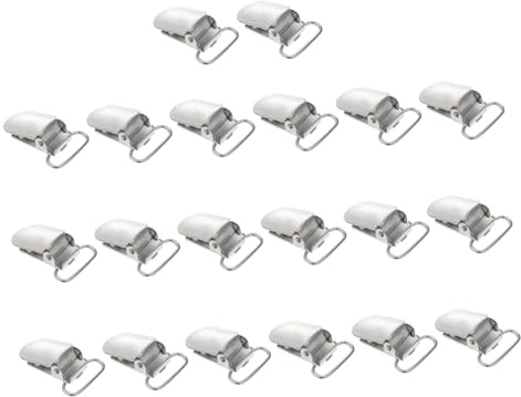 SAFIGLE 20 Pièces Pince Métal pour Attache Bretelle avec Crochet Lot de Clips Réglables pour Sucette Bavoirs et Accessoires DIY Protection Tissu Intégrée Couleur Argentée
