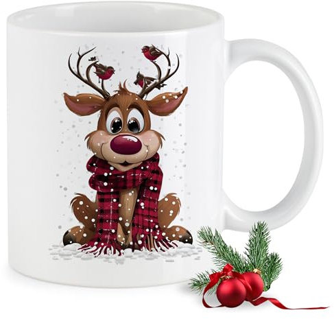 GRAZDesign Weihnachtstasse Elch Kaffeebecher als Geschenk zur Weihnachten aus Keramik 330ml - Weihnachtsmotiv 2