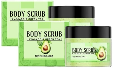 Avocado Green Tea Body Scrub - Feuchtigkeitsspendendes Körperpeeling für Weiche Haut, Sanfte Exfoliation bei Trockenheit, Mit einem frischen und nicht fettenden Duft, Für Alle Hauttypen (1)
