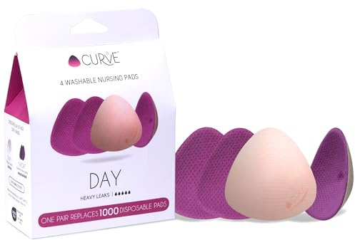 Essential Plus Day Nursing Pads – 4-Pack Reusable Ultra-Absorbent Breastfeeding Pads – Leakproof & Washable – Heavy Flow Protection – Oeko-TEX Certified