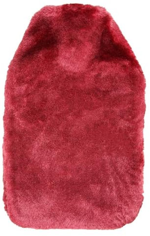Housse en fausse fourrure douce et confortable pour bouillotte seulement – Pour 2 l (rouge) (housse uniquement)