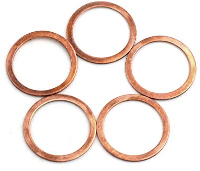 sourcing map 5pcs Joint Cuivre 24mm Dia Interne Rondelle Cuivre joint d'étanchéité plate anneau Auto