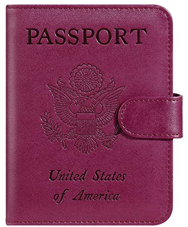Passport Holder Cover Wallet RFID Blocking Leather Card Case Travel Accessories for Women Men (Purple)