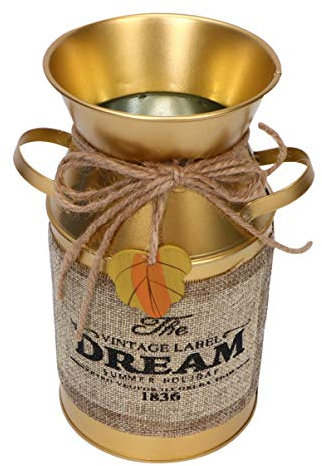 BESPORTBLE Golden Tin Bucket Milk Pot Shape Vase for Home Store Flower Holder Desktop Vase Creative Letters Printing Flower for Home Decor