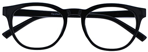OPULIZE Blu - Occhiali da Lettura Filtro Luce Blu Montatura Tonda Fashion Cerniere a Molla Migliorano il Sonno Gaming Computer Anti Riflesso Nero Uomo Donna B5-1 +3.00