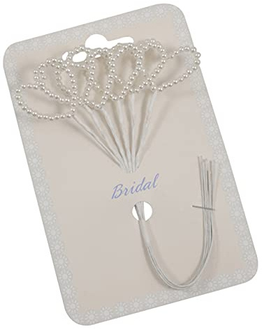 Bridal 6 stjälkar elfenben pärla hjärtan trådbundna stjälkar bröllop scrapbook hantverk knapphål bröstbukett 29 mm