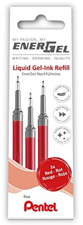 Pentel EnerGel LRN5 Nachfüllmine für 0.5 mm Gelschreiber, rot (3 Stück)