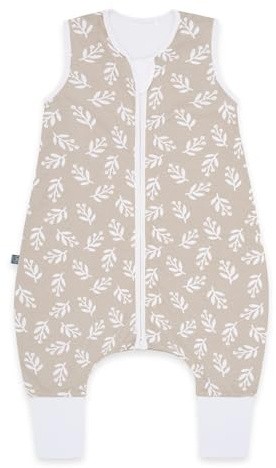 emma & noah Baby Schlafsack mit Füßen 1.0 TOG, Ganzjahres Schlafsack mit Beinen für den Frühling, Sommer und Herbst, 100% Bio-Baumwolle, Oeko-TEX Zertifiziert (Floral Sand, 80 cm)