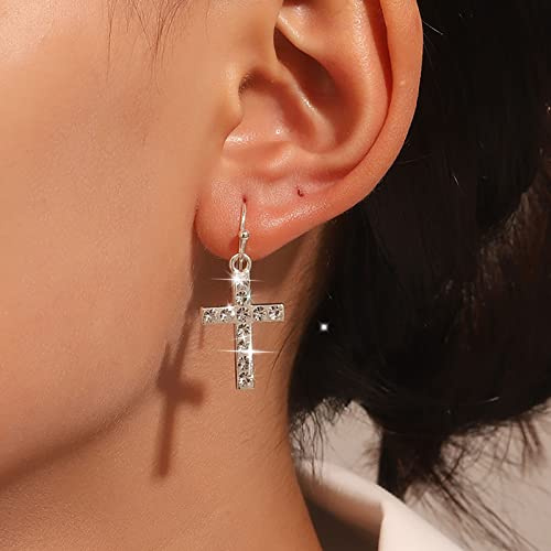 TseenYi Cz kors örhängen silver kors örhängen örhängen strass kors örhängen Cz kors örhängen örhängen örhängen Crucifix religiösa örhängen