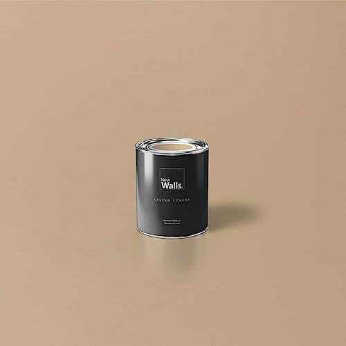 New Walls Premium Wandfarbe Beige, Cappuccino Liquid Luxury Dispersionsfarbe für Innenräume – 1 L