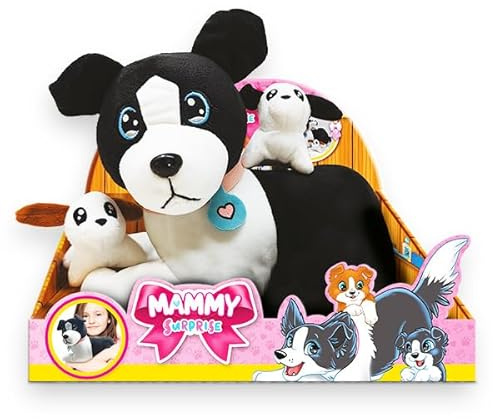 #sbabam, Mamy Surprise Big Version - Peluche para Perro, 34 x 25 cm, con Cachorros, Juegos para niños de quiosco, Animales de Juguete para niños, muñecos de Perro de Peluche para Regalo de niña -