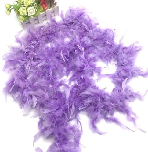 SYSUII 2m Federstola Federschal Kostüm Karneval Federboa für Weihnachtsbaum Dekoration Weihnachtsboa 20er Jahre Gatsby Halloween Mottoparty Fasching Kostümzubehör Charleston Burlesque kuschelig-Lila