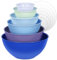 Greentainer Lot de 12 bols mélangeurs colorés en plastique avec couvercles, bols gigognes avec couvercles, 6 bols de préparation et 6 couvercles, passent au micro-ondes et au congélateur(Bleu foncé)