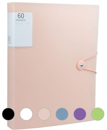 Sukevitor A4 Display Folders, 60 Pockets Display Book with Plastic Sleeves, Plastic Pocket, Presentation & Project Folders (Pink)