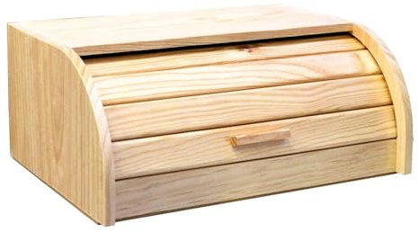 Paneras de madera con tapa de persiana plegable cesta para pan, bollos, alimentos de madera natural, recipiente con tapa deslizante para almacenar pan, bollitos. (35x25x15cm)