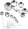 12Pcs Juego Cucharas Medidoras de Metal con Regla de Medición&Clip y Tazas Medidoras de Acero Inoxidable para Hornear,Vaso Medidor Cocina, Medir Porciones con Escala Precisa de 0.5ml a 250ml