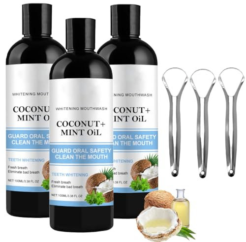 Coconut Oil Pulling for Teeth,Aufhellendes Öl Mundspülung, Mundziehöl mit Kokosnuss & Pfefferminzöl, kokos minze für Frischen Atem,Zahnaufhellung und Gesündere Zähne und gesundes Zahnfleisch (3)
