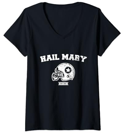 Damen American Football Hail Mary für Footballfans T-Shirt mit V-Ausschnitt