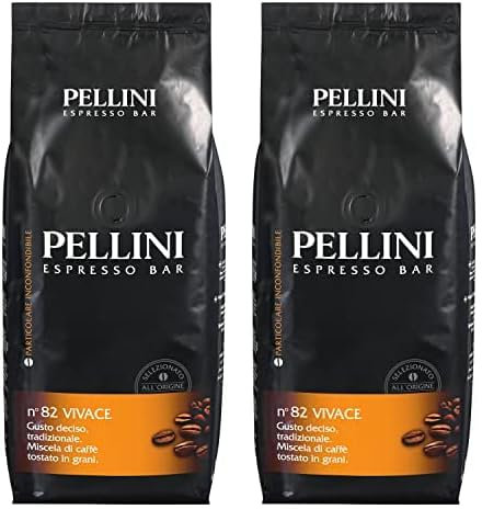 Pellini N.82 Vivace, Caffè in Grani per Espresso 1 kg, Miscela Classica Arabica e Robusta dal Gusto Deciso e Bilanciato, Caffè in Chicchi a Tostatura Media (Confezione da 2)