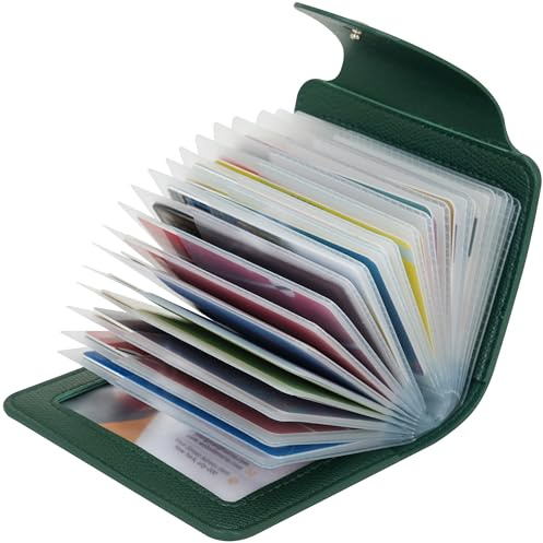 IHIGOGOFA Kreditkartenetui für Damen und Herren Kartenetui - 40 Karten 2 Fenster (Dunkelgrün)