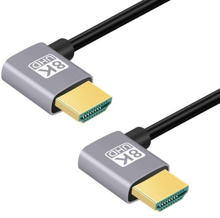 CY Cavo HDMI 2.1 Cavo HDTV ultra sottile 8K 4K Cavo sottile iper super flessibile da sinistra ad angolo sinistro 90 gradi tipo A per computer HDTV (50 cm)
