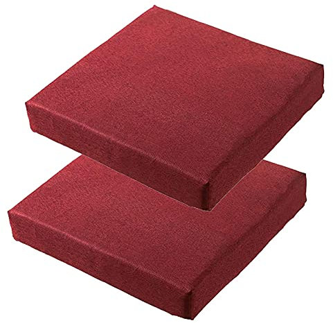 Stuhlkissen, 100 % Naturlatex-Schaumstoff, mit Schnürsenkeln, waschbar, abnehmbar, superweich, bequem, für Esszimmer, Rot, 40,6 x 40,6 x 5,1 cm, 2 Stück