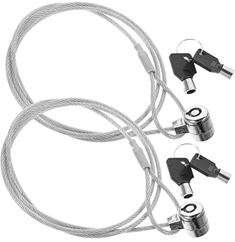 FELTECHELECTR 2 Sets Laptop Security Cable Lock with 1.2m Keyed Anti-theft Wire for Laptops, Computers, Monitors and Tablets – Portable Computer Lock for Office and Home Use