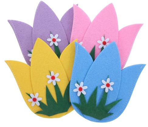 ABOOFAN 1 Satz Osterbesteck Tasche Für Ostermesser Blumen-utensilienhüllen Bestecktasche in Blumenform Gabeltaschen Ostertischdekoration Bestecktaschen Zu Ostern Stoff 4 Stück