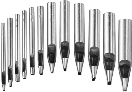QUARKZMAN Juego De 12 Punzones Ovalados De 2mm A 5mm Kit De Cortadores Huecos Para Cuero Punzón Oblongo De Acero Al Carbono Herramienta Para Trabajar Cuero Correa DIY Trabajos En Cuero