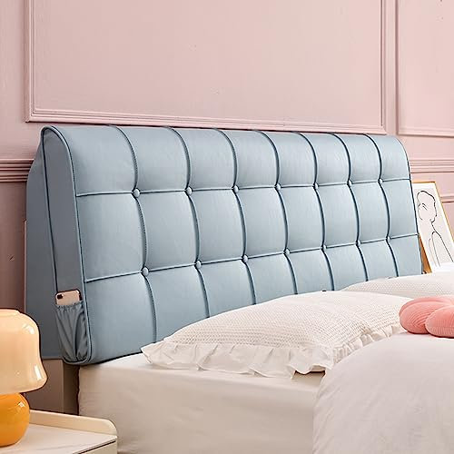 Großes gepolstertes Kunstleder-Wandkissen für Tagesbett, Schlafzimmer, Erkerfenster, Blau, 185 cm