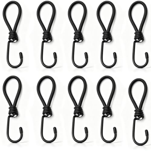 Armastuse 10 Pezzi Corda Elastica con Doppio Gancio,15 cm Elastici Cinghie di Fissaggio per Telone, Corde Elastiche con Gancio Tenditori, Ganci Elastici per Tende Manifesti Nette