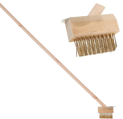 Almineez Weed Remover Tool Long Handle for Cleaning Patios,120cm Patio Cleaner Garden Brush,Wire Broom with Angled Wire Bristles & Scraper, Weed Brush for Cleaning Block Paving and Driveway