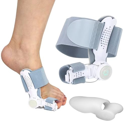 KARELLS Hallux Valgus Korrektur, Hallux Valgus Korrektur Set für Damen und Herren, Upgrade Version Mit Verstellbarer Schiene und Silikon Zehenspreizer für Daumen Zehen Tag und Nacht Unisex Grau
