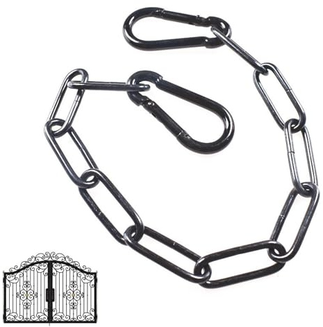 Black Chain,Security Chain,GateChain,60cm/23.6 inch Chains Lock,Heavy Duty Stainless SteelChain with 2 Detachable Carabiners,Black Metal GateChain for Outdoor Fence, Cage, Gate Security Lock