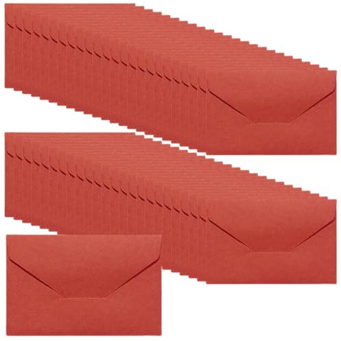 ZSUIQIN 50 Stück Mini Briefumschläge, für Hochzeiten Und Feiertage | Aus Papier, Mit Verschluss, Glatte Oberfläche, 10,5 x 6,8 cm, Geeignet für Grußkarten, Samen, Münzen (Rot)