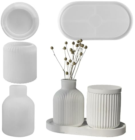 Baitang Silicone Planter Molds, 4 Pcs Plaster Vase Silicone Mould, Resin Molds Ornament Mould, DIY Resin Drip Tabletop Ornament