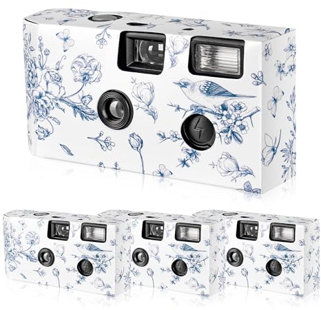 4 Pack Disposable Camera for Wedding Bulk with 6 Photos, 35 mm Single Use Camera Bulk with Flash Wide-Angle Lens for Bride Gathering Wedding Travel Black and White Film