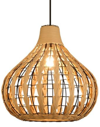 YGZPALH Lampadario In Rattan Stile Fattoria, Pendente In Vimini Per Soggiorno E Sala Da Pranzo (marrone-beige) Con Luce A Cesto Intrecciato - Illuminazione Rustica Giapponese, Lampade Naturali