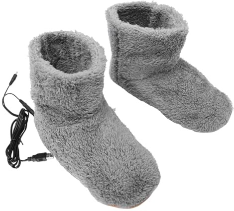 LOORGVEL USB Beheizbare Warme Schuhe für Damen Elektrische Fußwärmer mit Temperaturregelung Waschbare Kuschelige Hausschuhe Leicht und Angenehm für Winter Zuhause Büro Schlafzimmer
