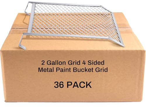 Landhoow 36 Pcs Paint Roller Grid 4 Sided Metal Bucket Grid Heavy Duty Paint Screen for Buckets, Silver (2 Gallon)