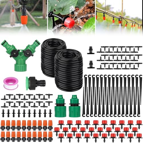 BARAKYEG 149 Pcs Micro Irrigation Goutte à Goutte Kit Arrosage Automatique,Automatique Kit d'irrigation Goutte à Goutte,Système d'irrigation Jardin,Jardin pour Plantes -30M Tuyau Goutte à Goutte