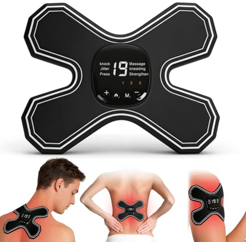 TENS - Tappetino per la terapia del dolore e massaggio con funzione di calore - EMS massaggiatore ricaricabile per schiena, gambe, spalle, 6 modalità, 15 livelli