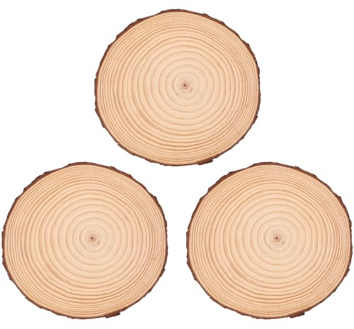 Lurrose Lot de 3 Pavés en Bois pour Pelouse, Dalles de Jardin Extérieures Rondes 18-20 Cm Diamètre 2 Cm Épaisseur, Pierre de Gué Décorative Résistante aux Intempéries pour Chemin Jardin