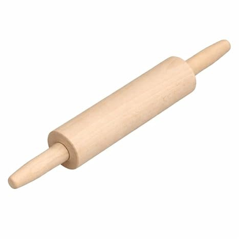 PNJB Wooden Rolling Pin, Smooth Finish, Natural Solid Wood, Ergonomic Design, Dough Roller, Lightweight, Compact, Classic Belan for Roti, Chapati, Paratha, Pizza, Pastry (1Pcs)