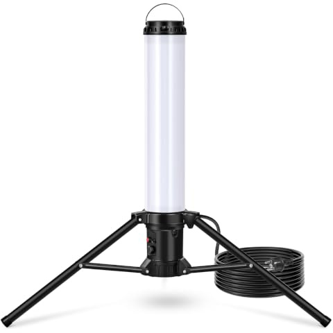 100W LED Turm Baustrahler mit Stativ, 11000 Lumen 360 Grad Strahler | LED Arbeitsleuchte mit 5m Kabel, 6500K Vormontage für Heimwerken, Werkstatt, Garage, Keller, Schuppen