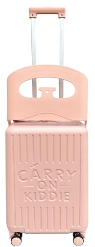 Carry On Kiddie | Kids Ride-On Cabin Suitcase with Built-in Child Seat & Safety Harness | Cabin Size 53×35.5×25cm | Ages 18 Months–10 Years (Blush Pink)