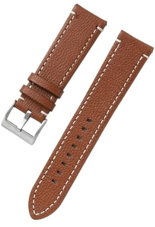 yangfangmei Dubbelsidigt läder 18 mm 20 22 24 klockband Quick Release Klockarmband Herr Dam Gul Röd Svart Klocktillbehör(Light brown,18mm)