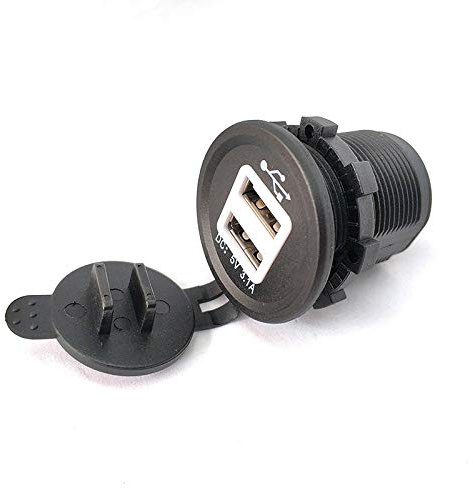 Onwon Dual USB Power Adapter Charger Socket Waterproof Power Outlet 5V 2.1A & 1A for Car Boat Marine Motorcycle RV Truck Camper Vehicles and More
