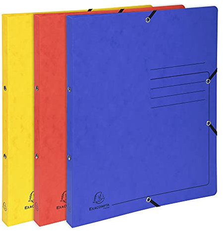 Exacompta 542550E 5er Pack Ringhefter mit Gummizug. Aus extra starkem Colorspan-Karton 2 Ring-Mechanik DIN A4 Füllhöhe 14 mm farbig sortiert Ring-mappe Ringbuch Hefter