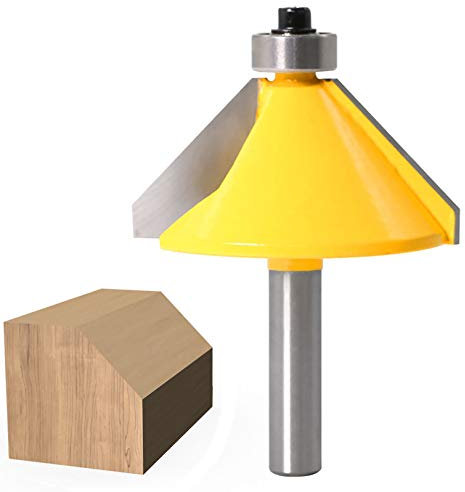 WSOOX 45 Grad Fase/Bevel Einfassung Router Bit mit 8mm Schaft, Fasefräser Nutfräser Router Bit Holzschneidewerkzeug mit Kugellager
